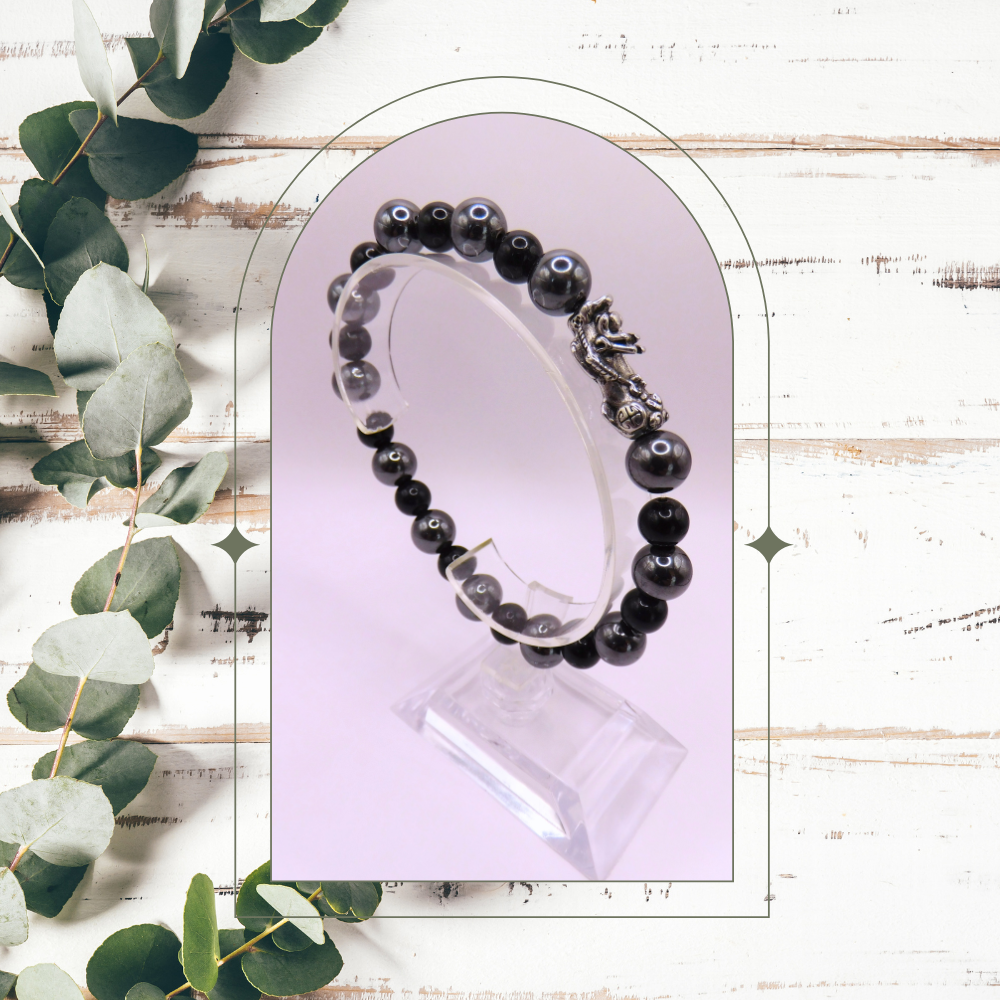 Bracelets hommes - Obsidienne noire & hématite