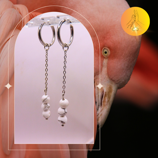 Boucles d'oreilles - Howlite blanche