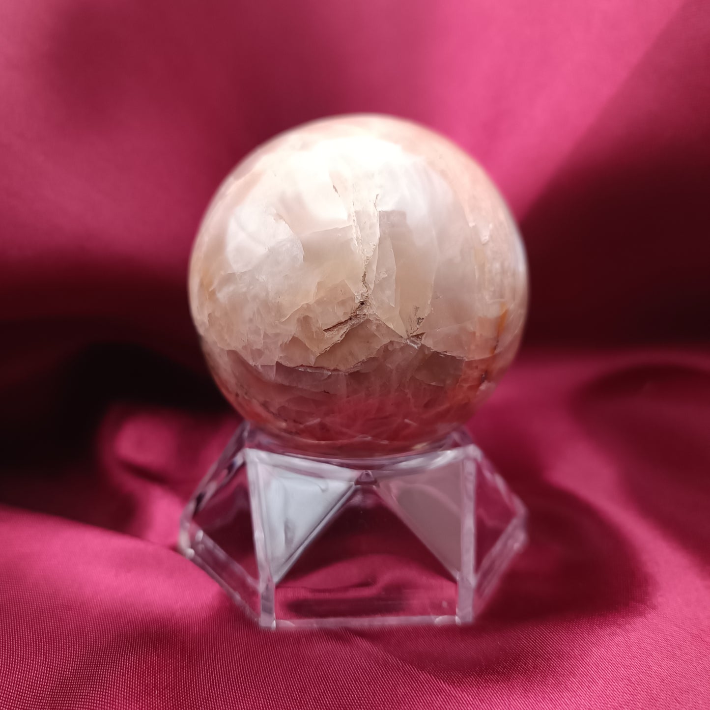 Sphère en pierre de lune grise orangée - 50-60 mm