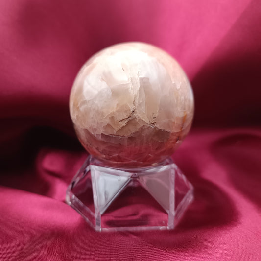 Sphère en pierre de lune grise orangée - 50-60 mm