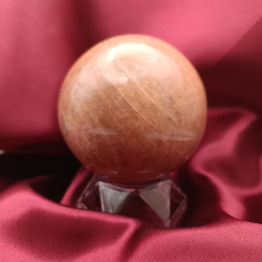 Sphère en pierre de lune orange - 60-70 mm