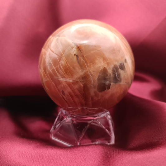 Sphère en pierre de lune orange - 70-80 mm