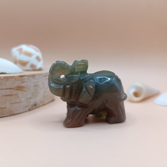 Éléphant en agate indienne - 40 mm