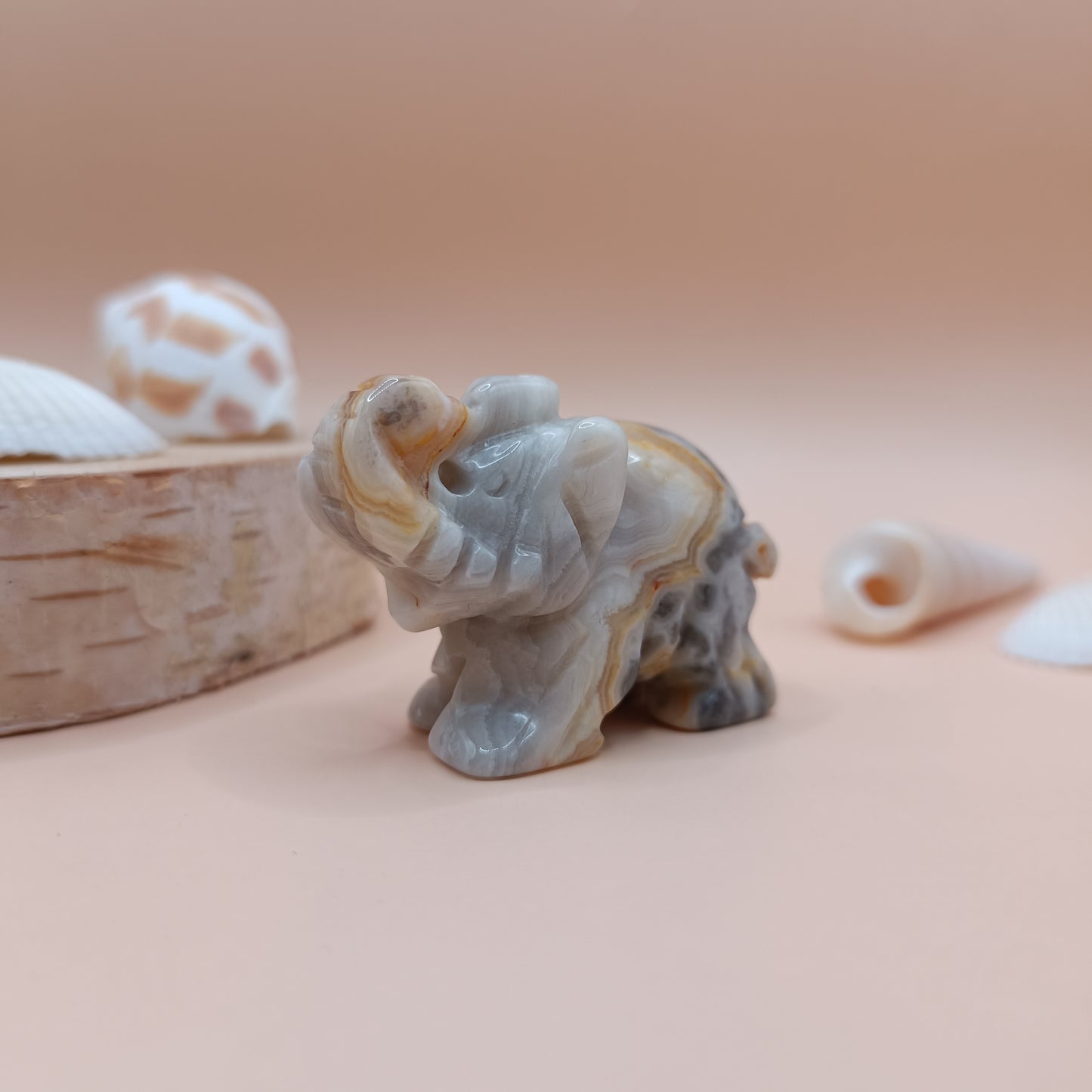 Éléphant en agate crazy lace - 40 mm