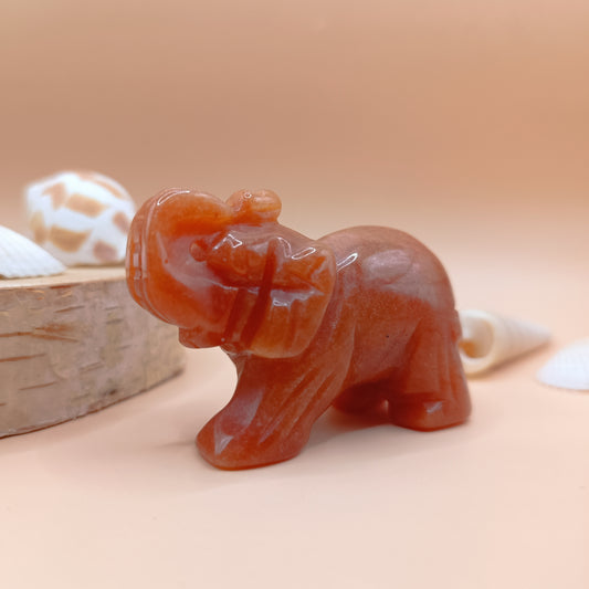 Éléphant en aventurine orange - 50 mm