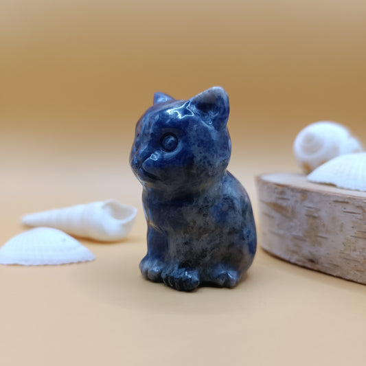 Statuette chat en sodalite