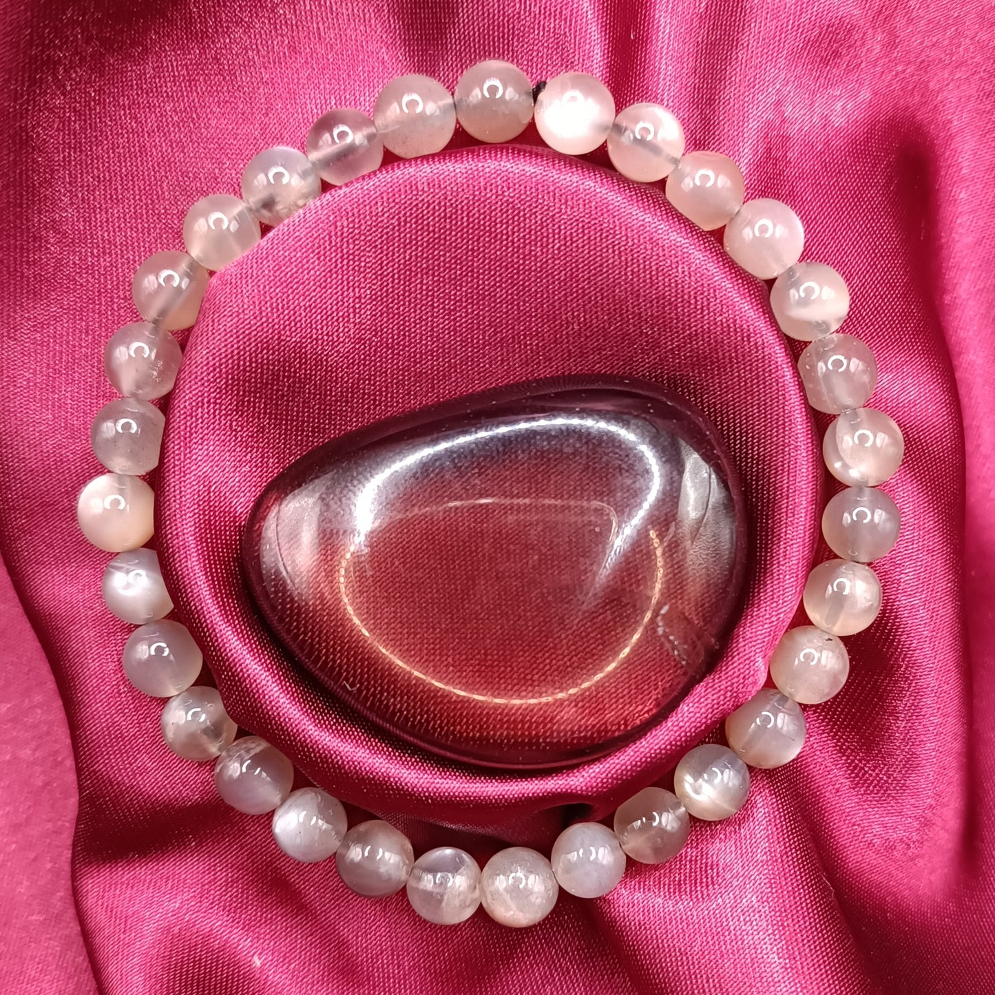 Bracelet boules - Pierre de lune noire - 6mm