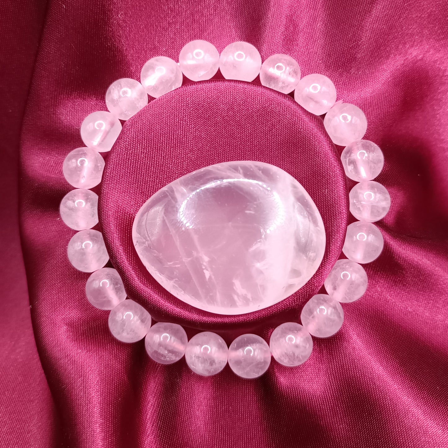 Bracelet boules - Quartz rose - 8mm