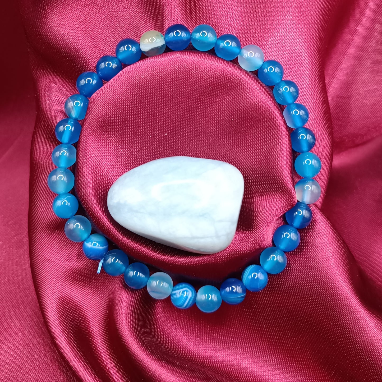 Bracelet boules - Agate bleue - 6mm