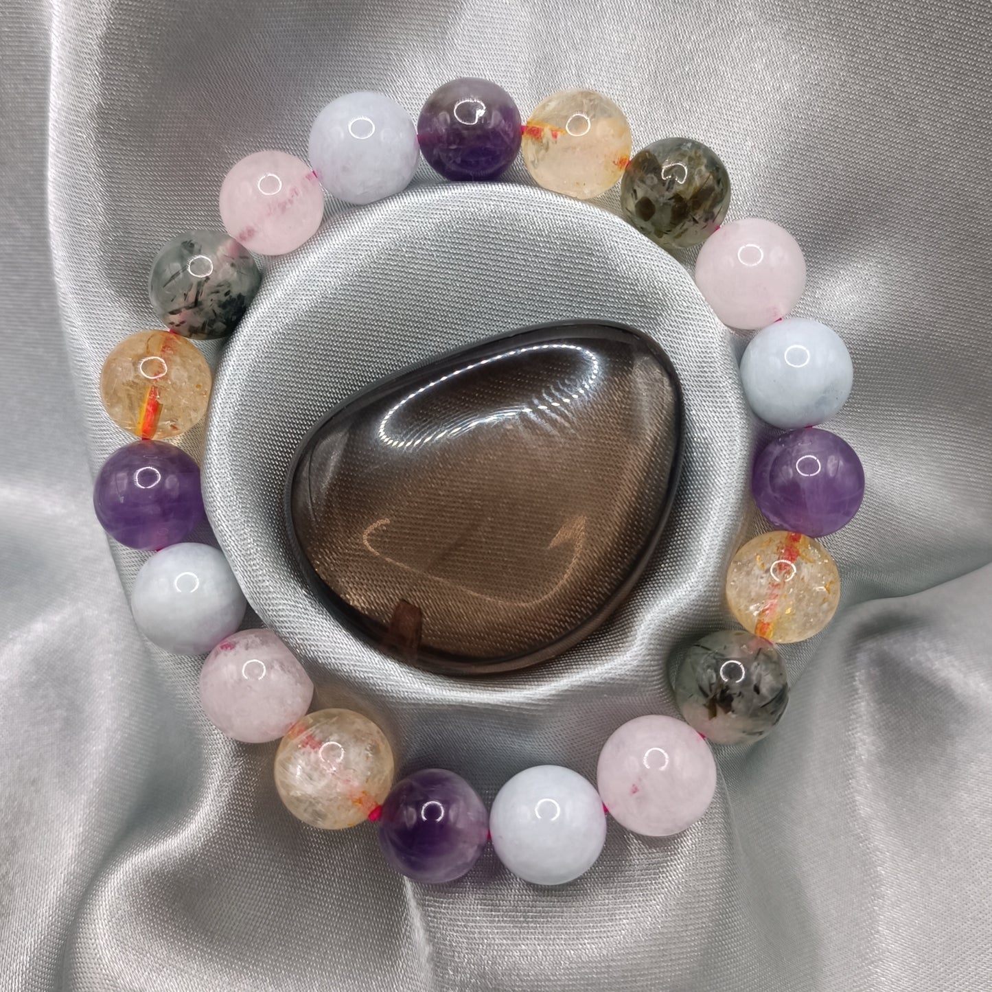 Bracelet boules - Quartz multicolore - 10mm