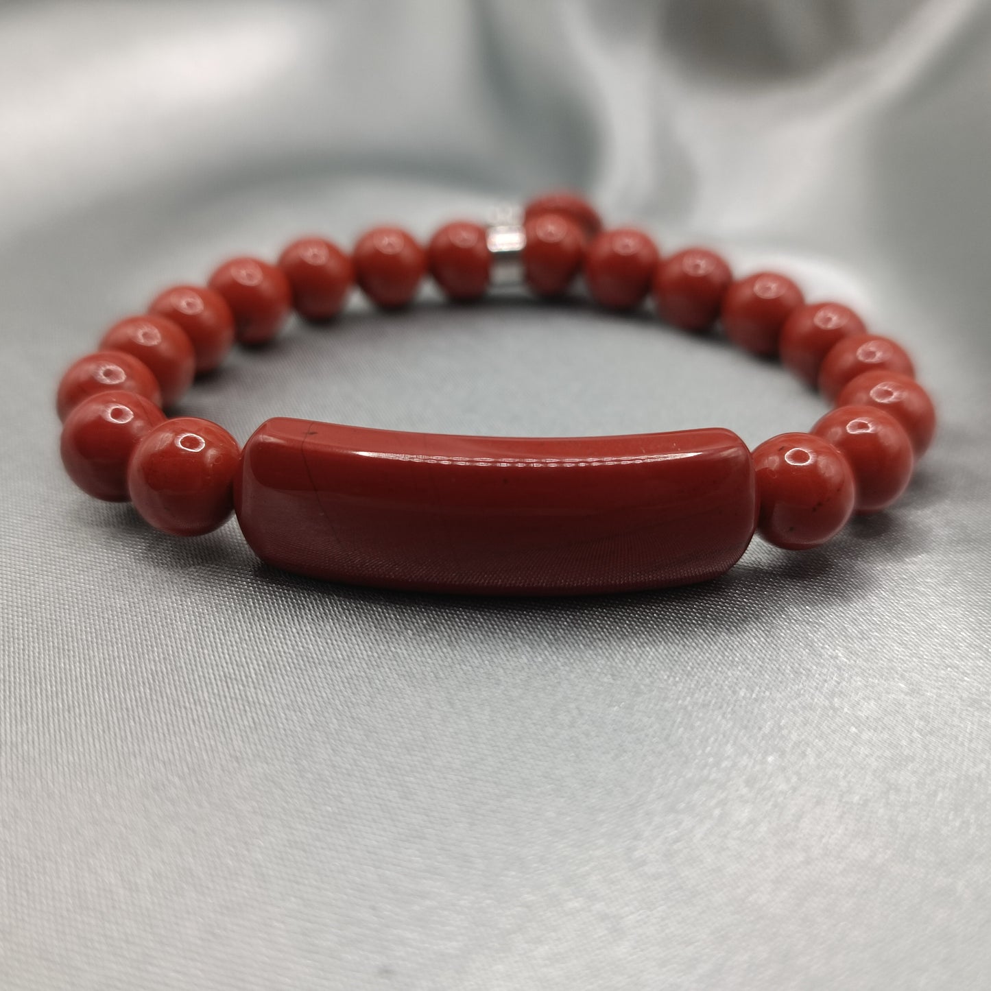 Bracelet gourmette - Jaspe rouge