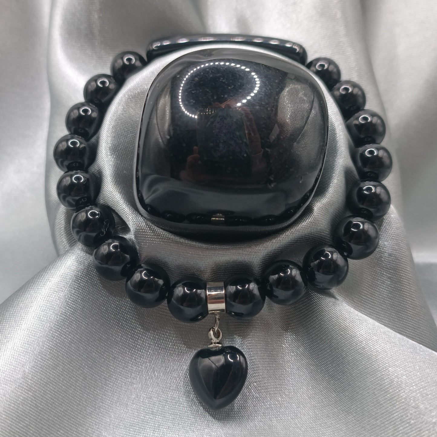 Bracelet gourmette - Obsidienne noire
