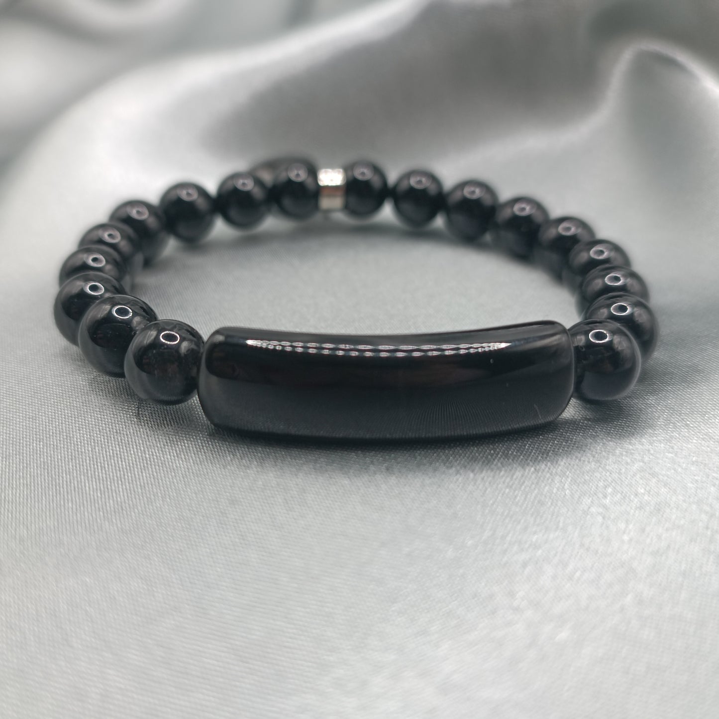 Bracelet gourmette - Obsidienne noire