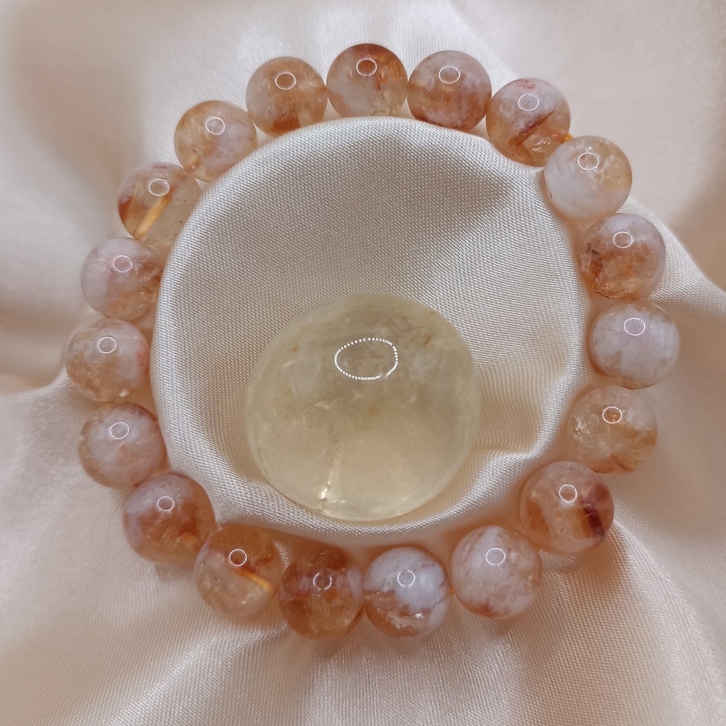 Bracelet boules - Citrine chauffée - 10mm