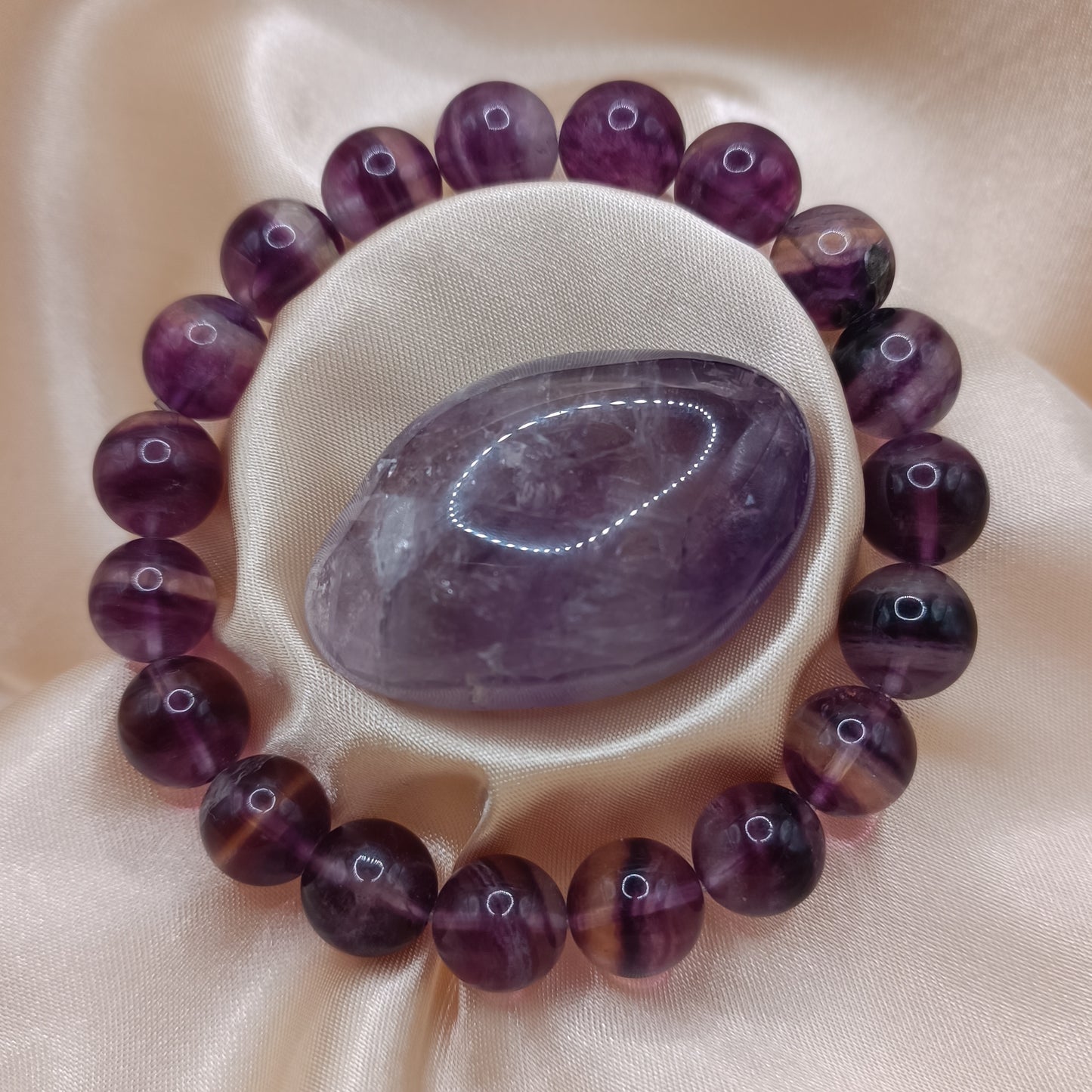 Bracelet boules - Fluorine violette rainbow - 10mm