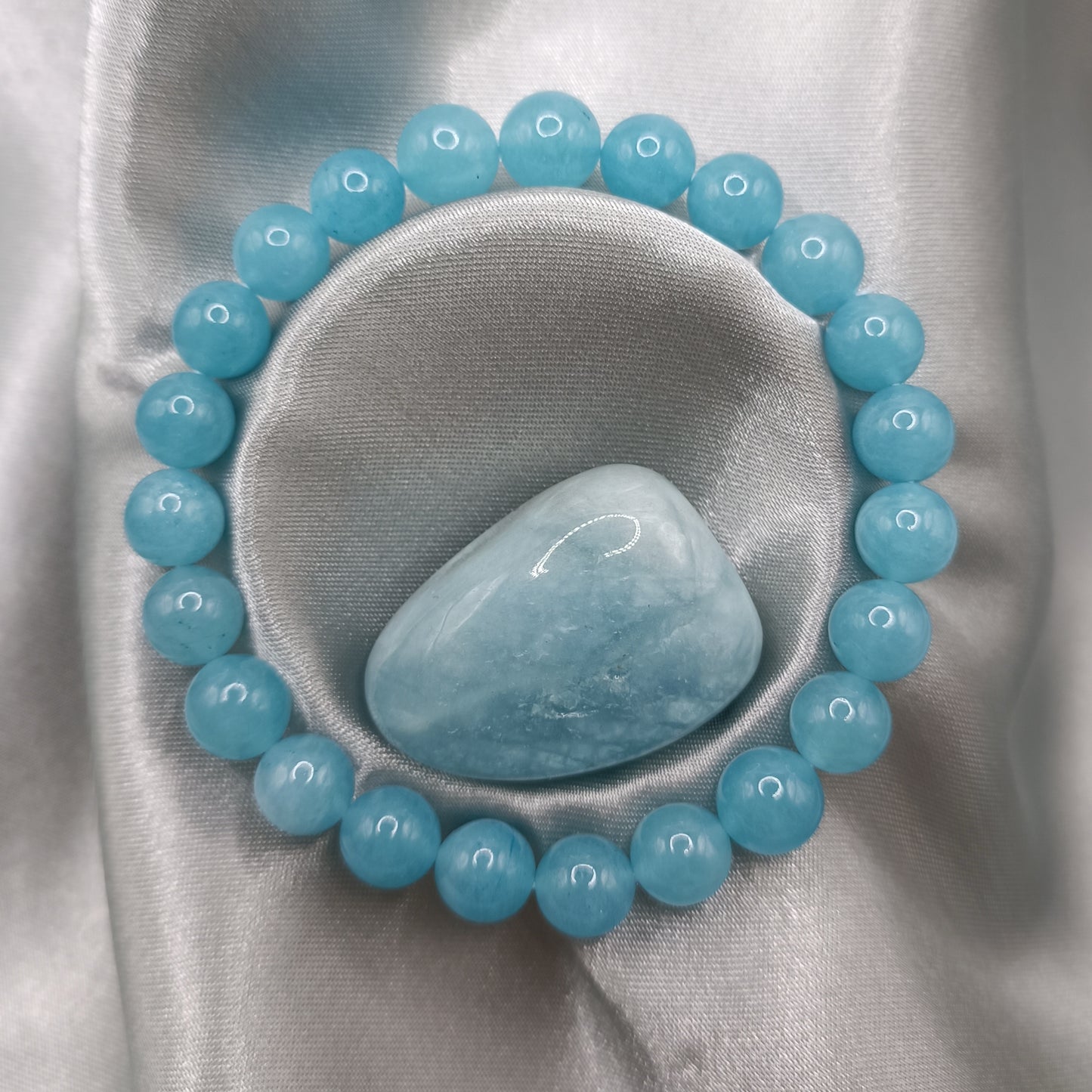 Bracelet boules - Quartz bleu - 8mm