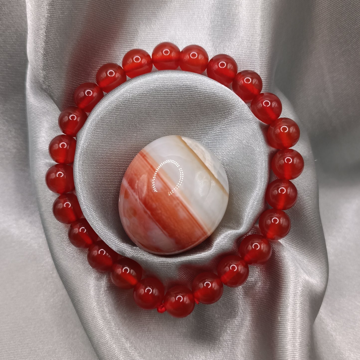 Bracelet boules - Cornaline - 8mm