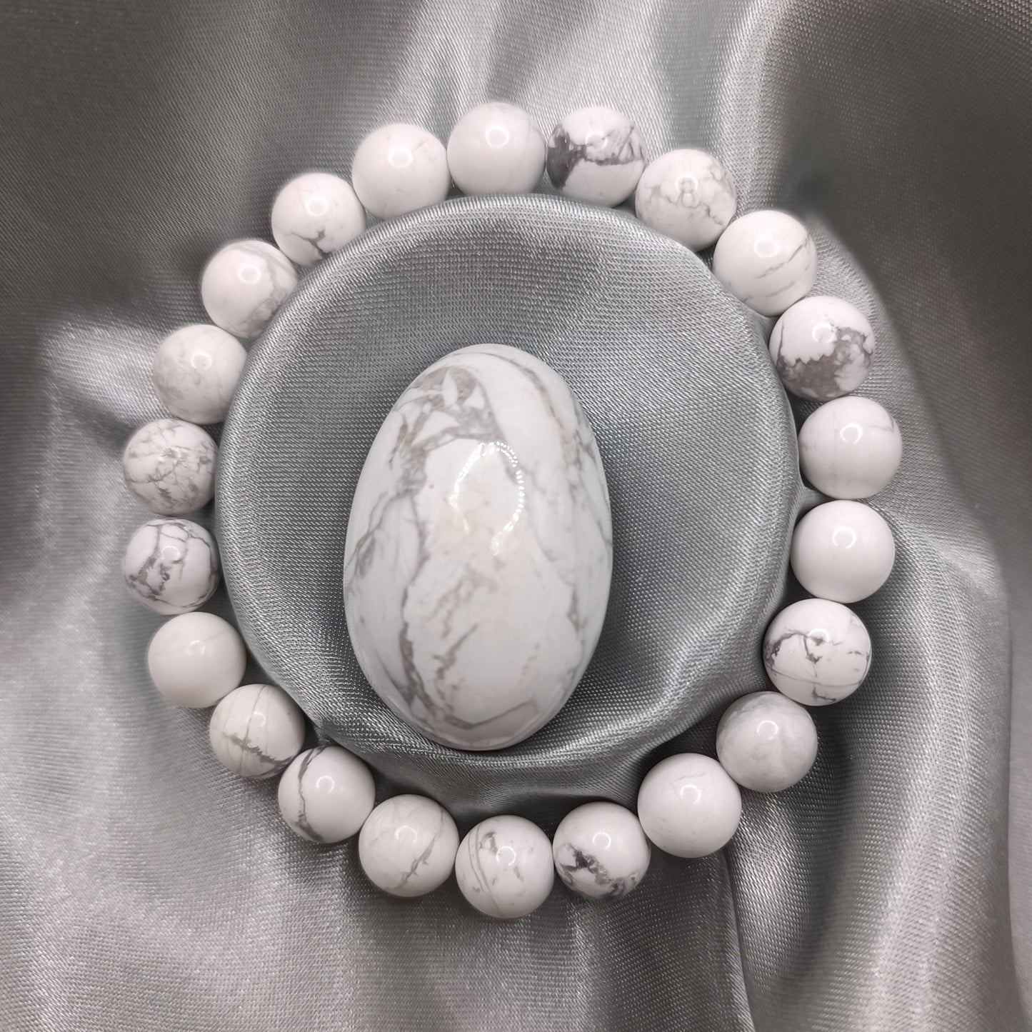 Bracelet boules - Howlite blanche - 8mm