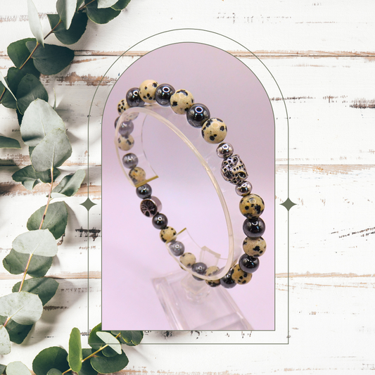 Bracelets hommes - Jaspe dalmatien & hématite