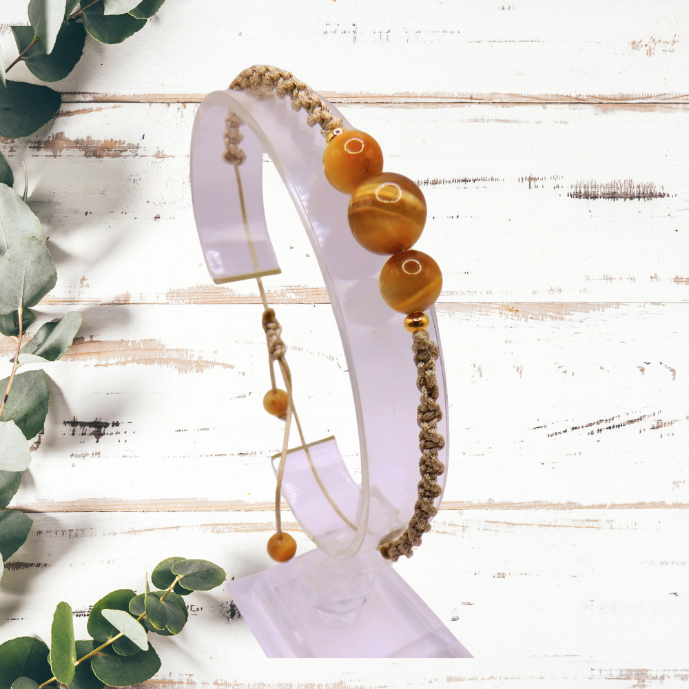 Bracelet artisanal - Oeil de tigre doré