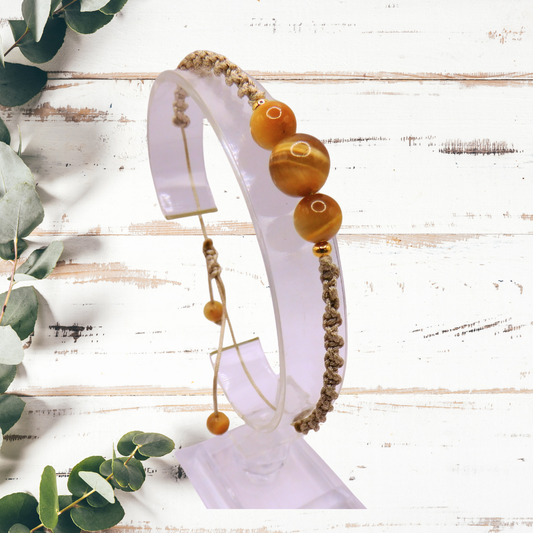 Bracelet artisanal - Oeil de tigre doré