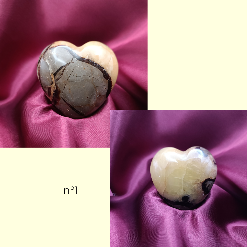 Galet cœur en septaria de Madagascar - 60-70 mm