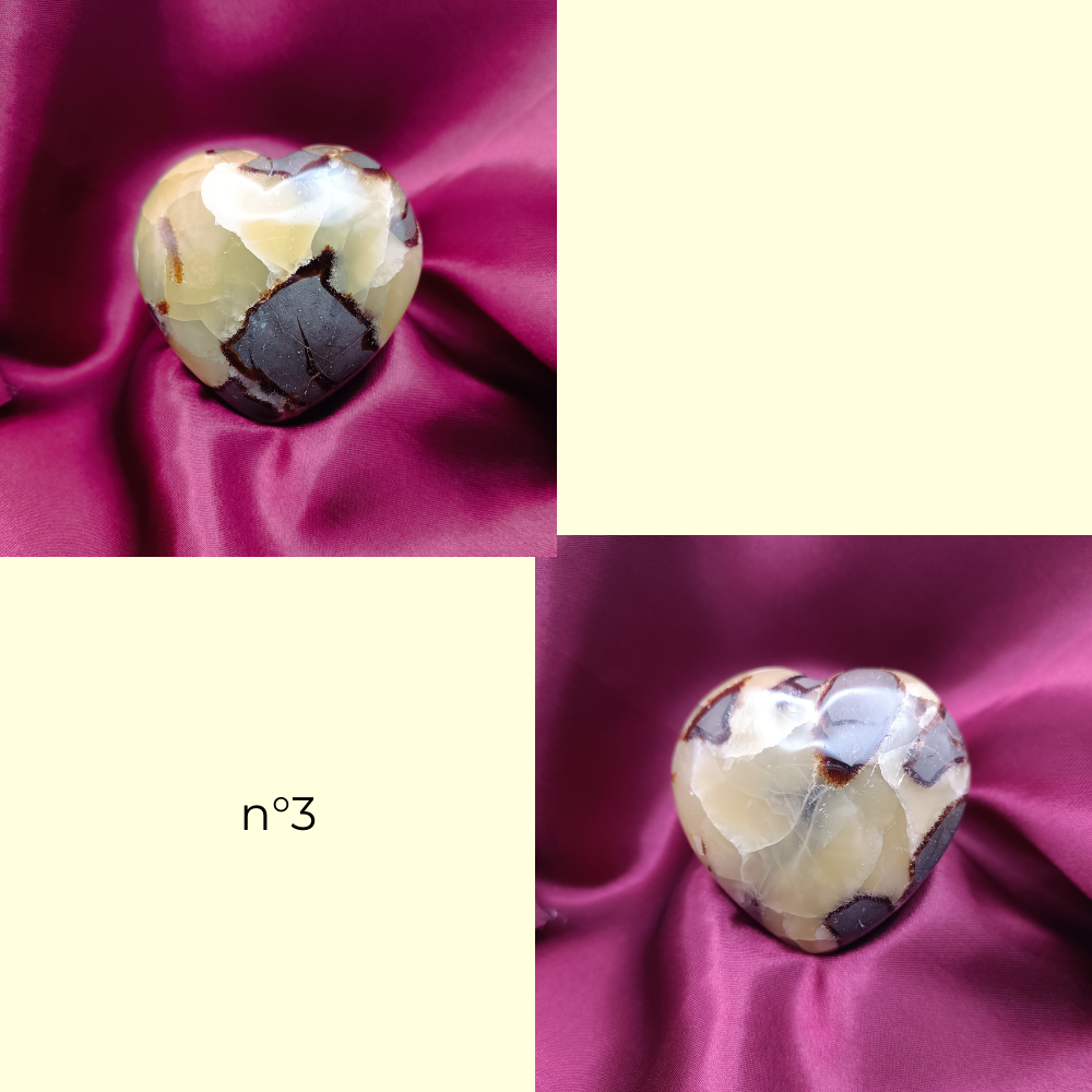 Galet cœur en septaria de Madagascar - 60-70 mm