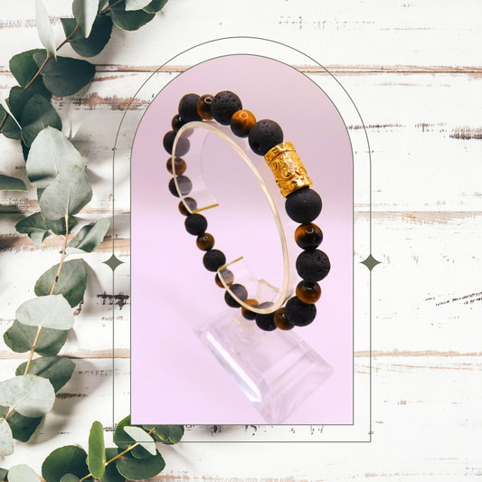 Bracelets hommes - Pierre de lave & oeil de tigre