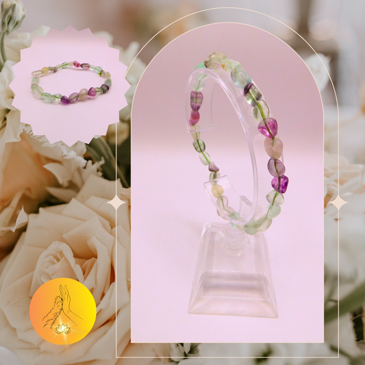 Bracelet pierres roulées - Fluorine multicolore