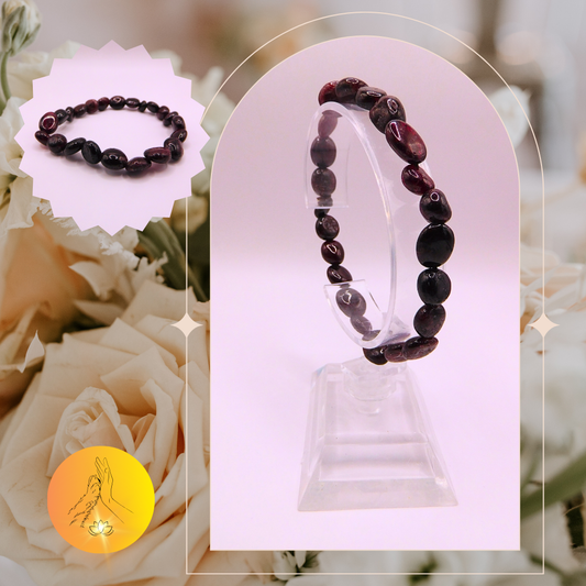 Bracelet pierres roulées - Grenat rouge almandin