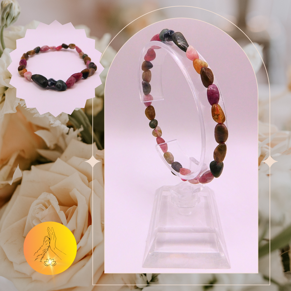 Bracelet pierres roulées - Tourmaline multicolore