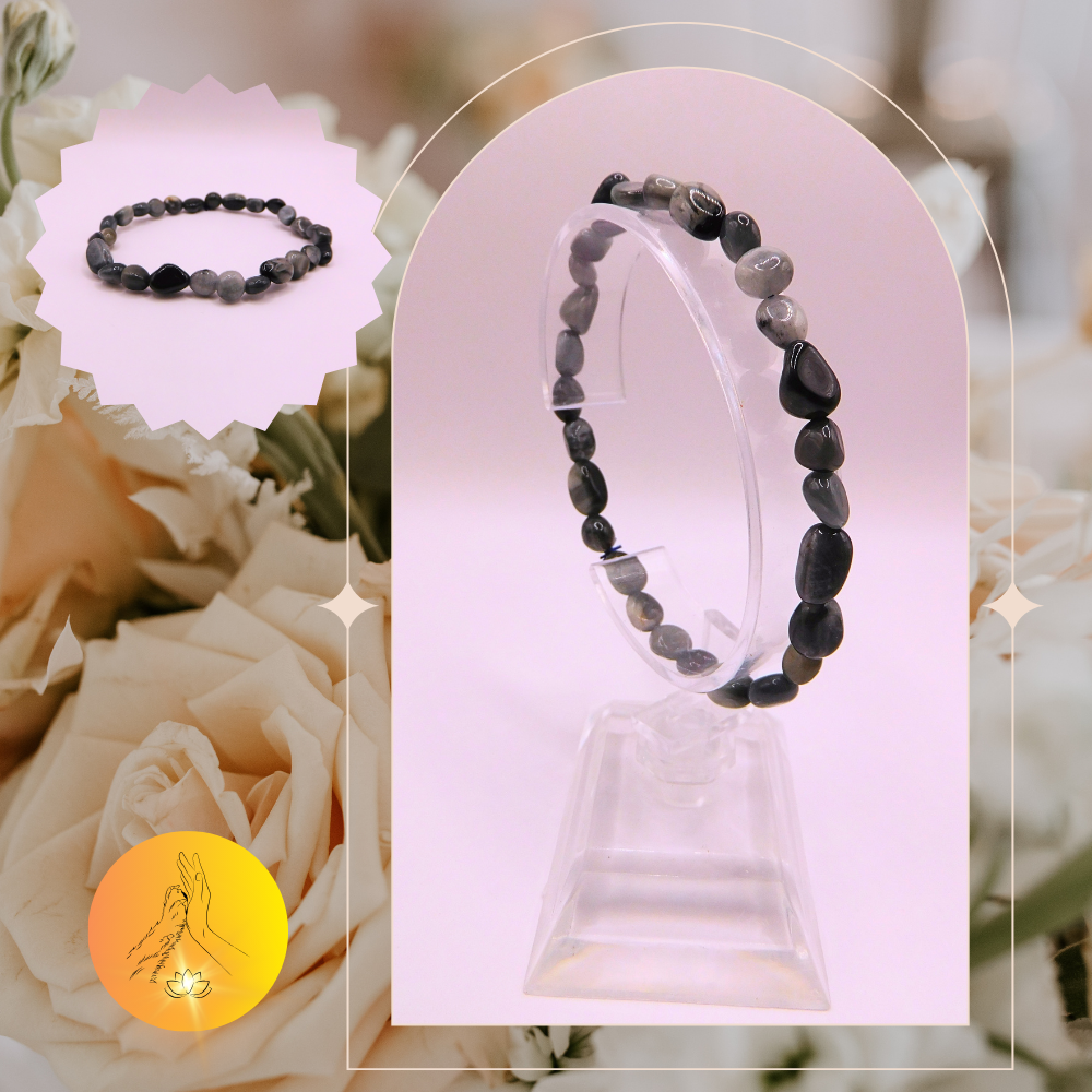 Bracelet pierres roulées - Tourmaline oeil de chat