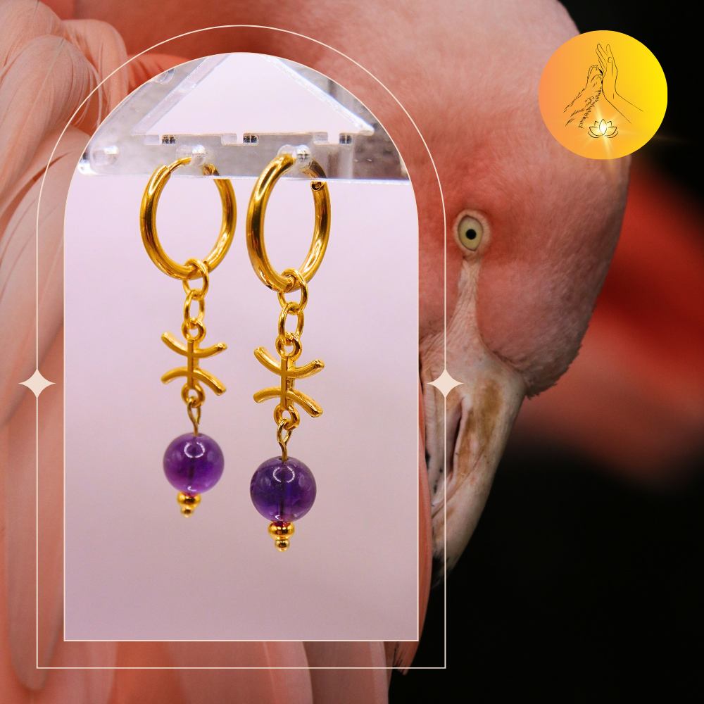 Boucles d'oreilles - Signe astro Poisson - Améthyste