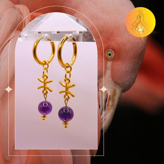 Boucles d'oreilles - Signe astro Poisson - Améthyste