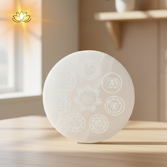 Plaque de sélénite - 7 chakras