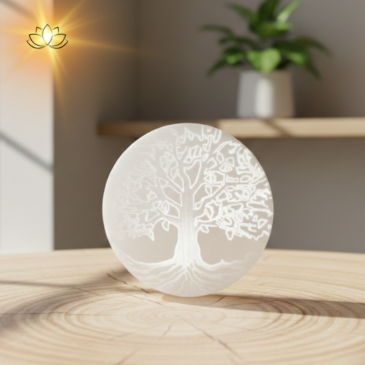 Plaque de sélénite - Arbre de vie fin