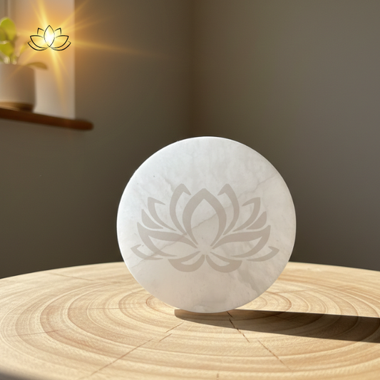 Plaque de sélénite - Fleur de lotus