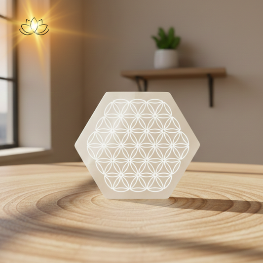 Plaque de sélénite - Fleur de vie