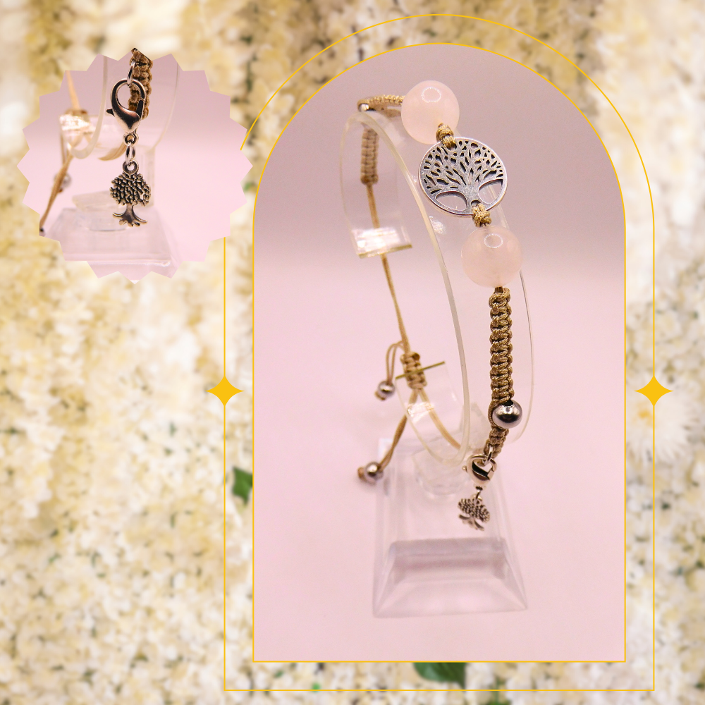 Bracelet Arbre de vie - Quartz rose