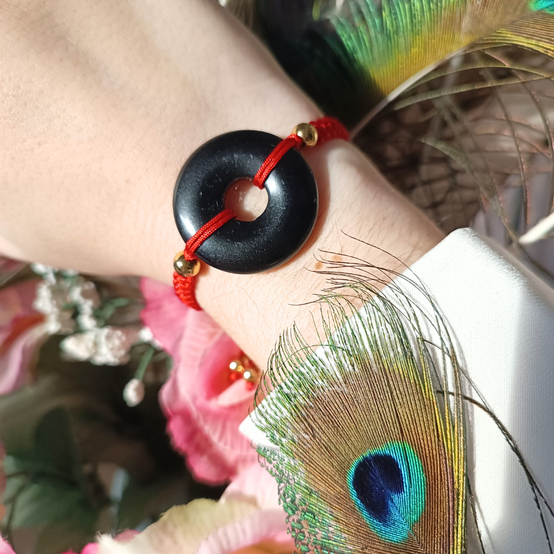 Bracelet Donut - Obsidienne Noire