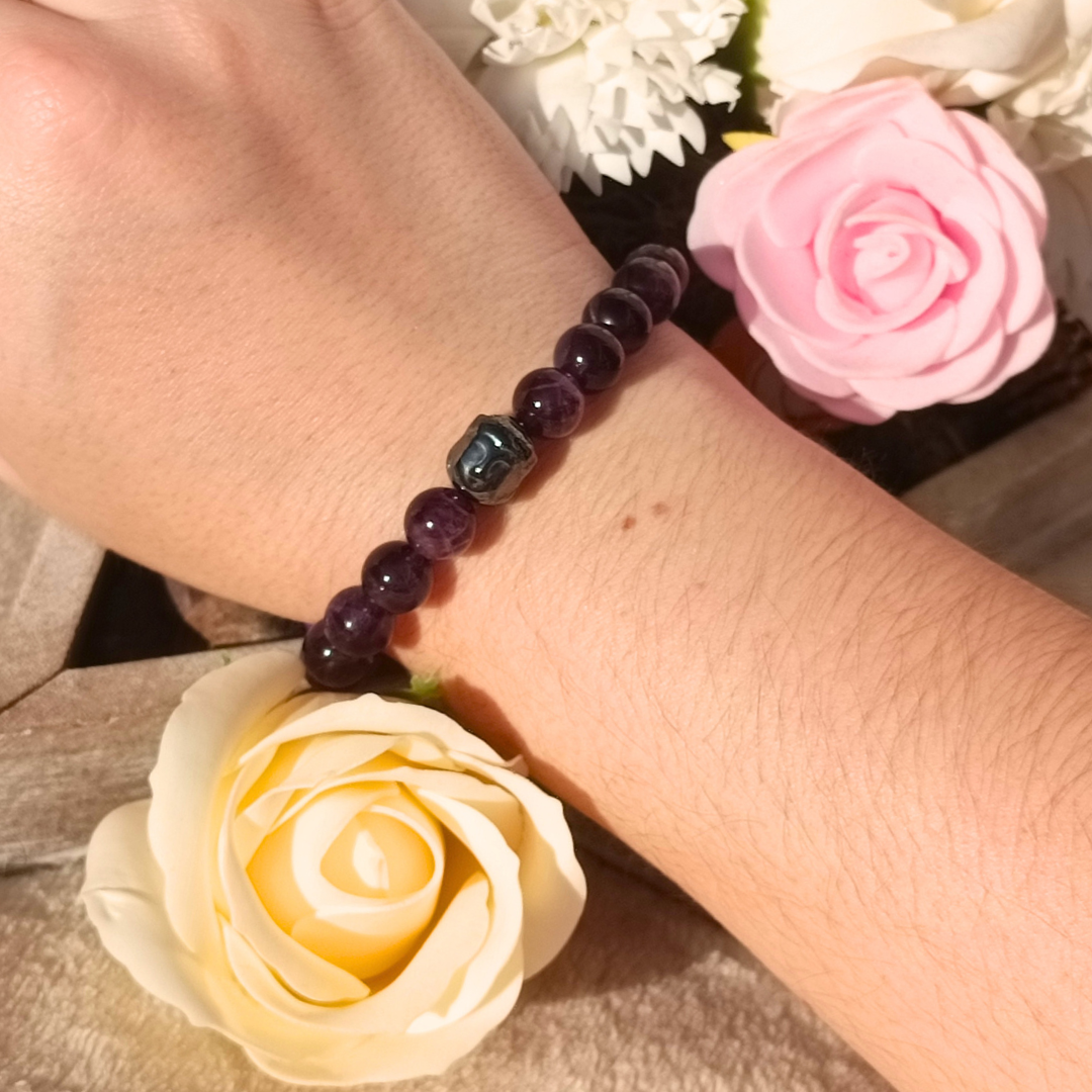 Bracelet Bouddha réglable - Améthyste