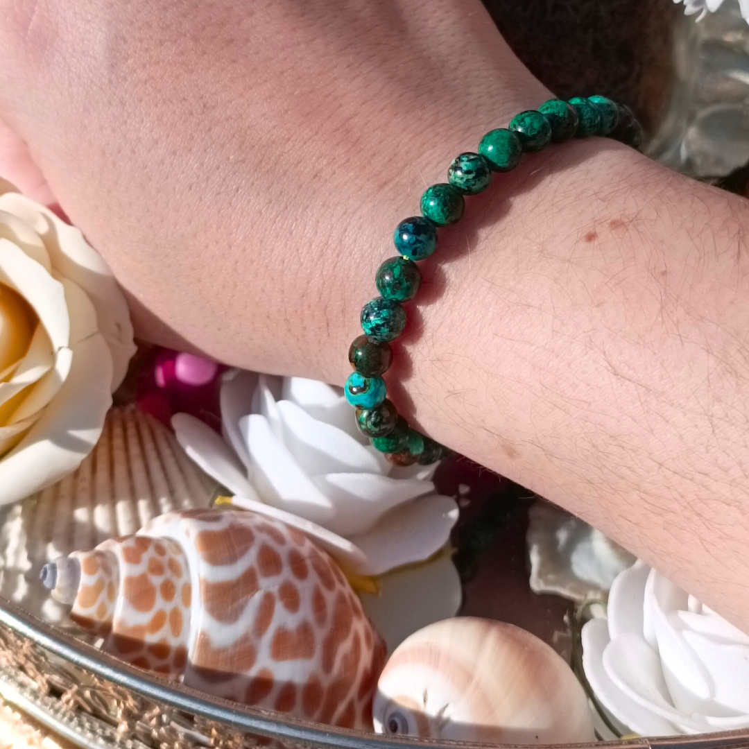 Bracelet boules - Chrysocolle shattukite - 6mm