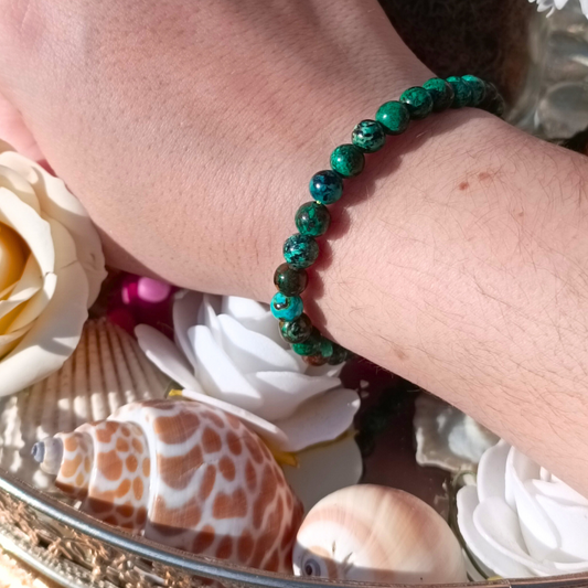 Bracelet boules - Chrysocolle shattukite - 6mm