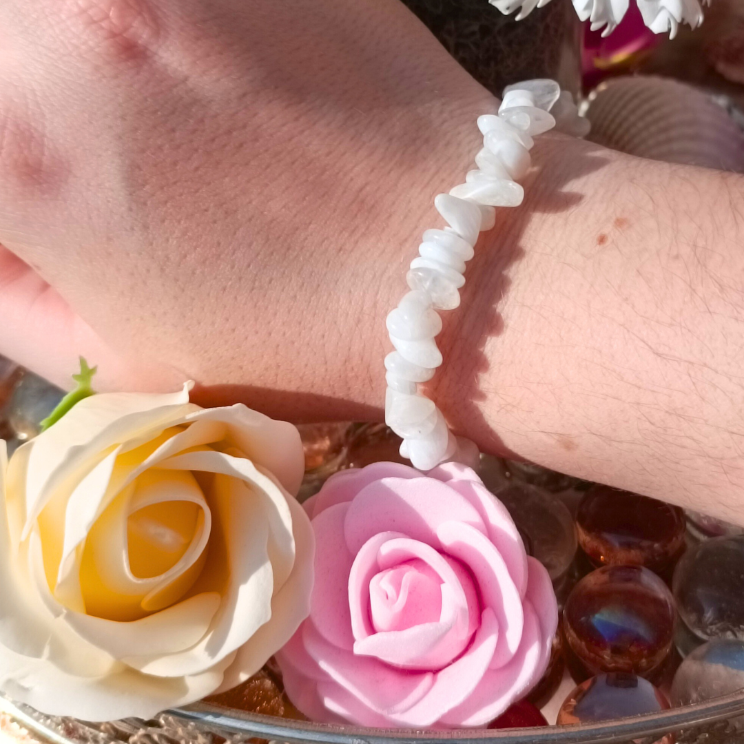 Bracelet baroque - Pierre de lune bleutée