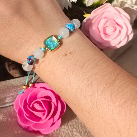 Bracelet artisanal - Opale, jaspe impérial et pierre de lune