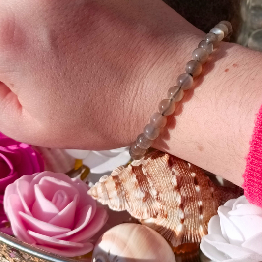 Bracelet boules - Pierre de lune noire - 6mm