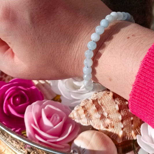 Bracelet boules - Aigue marine - 6mm