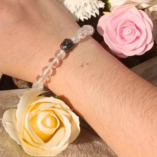 Bracelet Bouddha réglable - Cristal de roche