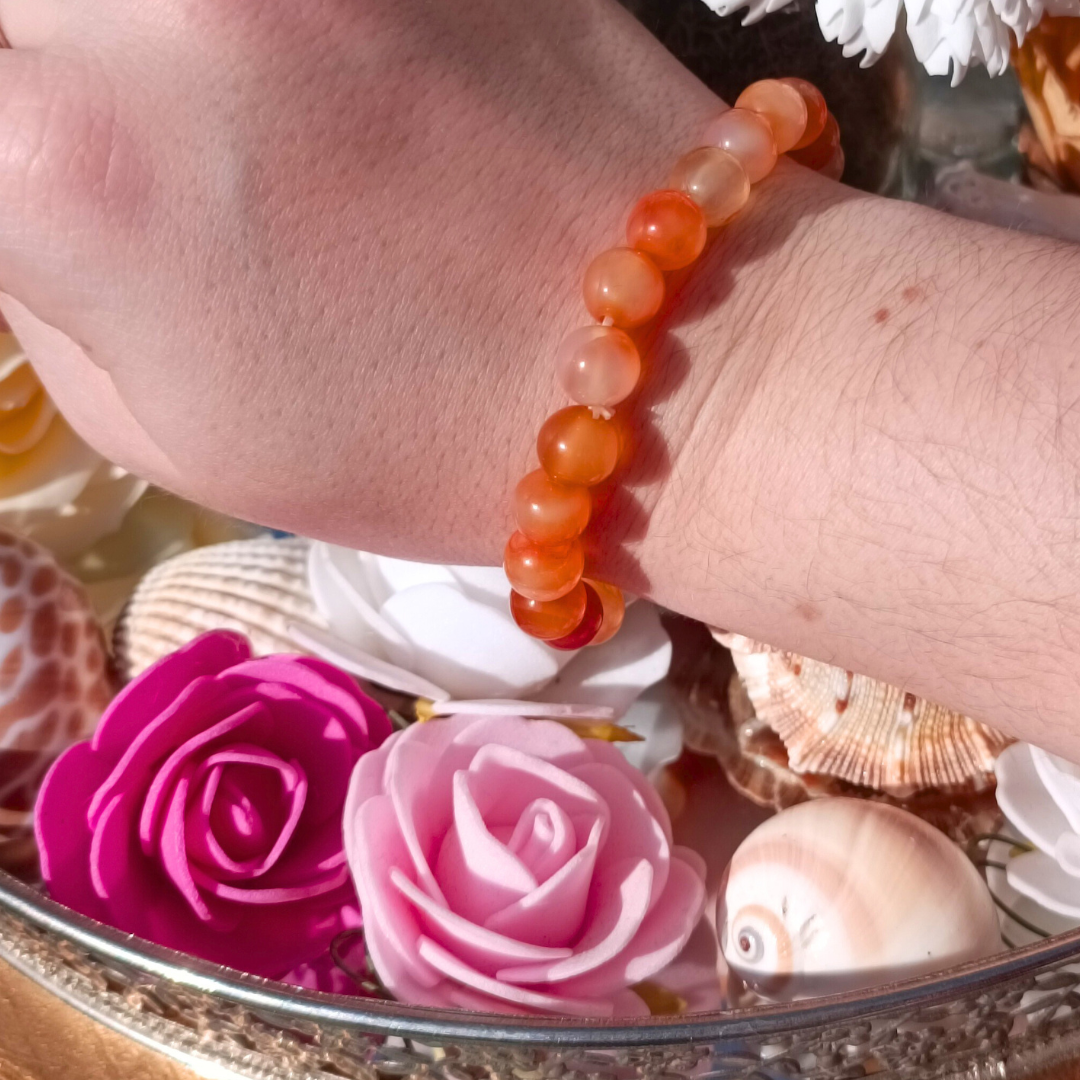 Bracelet boules - Cornaline multicolore - 8mm