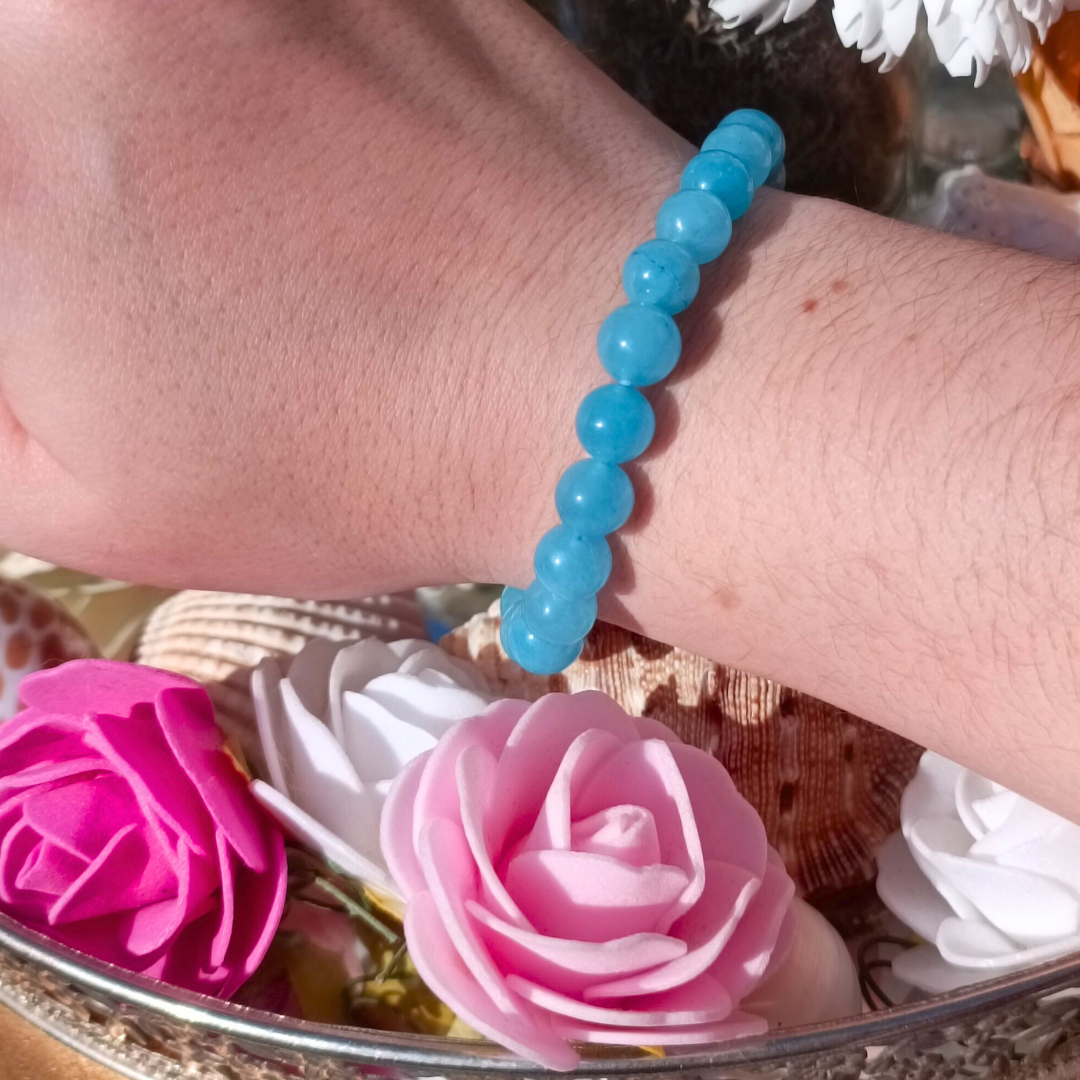 Bracelet boules - Quartz bleu - 8mm